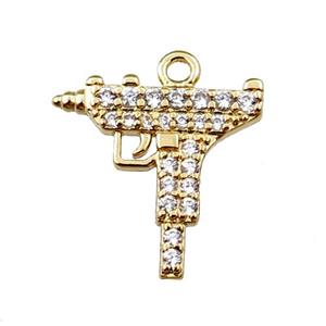 copper electric drill pendant pave zircon, gold plated, approx 14mm [FN21563]