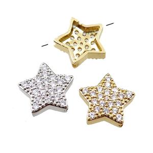 copper star beads pave zircon, mixed, approx 14mm [FN21567]