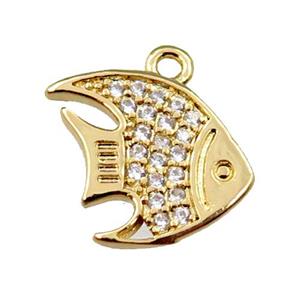 copper goldfish pendant pave zircon, gold plated, approx 11-13mm [FN21569]