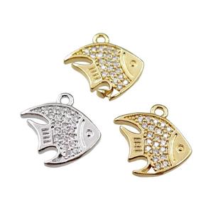 copper goldfish pendant pave zircon, mixed, approx 11-13mm [FN21570]