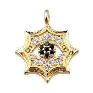copper cobweb pendant pave zircon, gold plated, approx 14mm [FN21584]