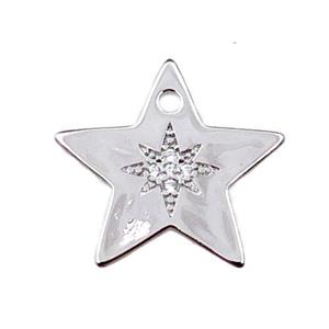 copper star pendant pave zircon, platinum plated, approx 17mm [FN21600]