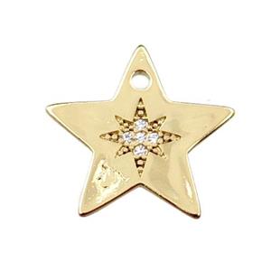 copper star pendant pave zircon, gold plated, approx 17mm [FN21601]
