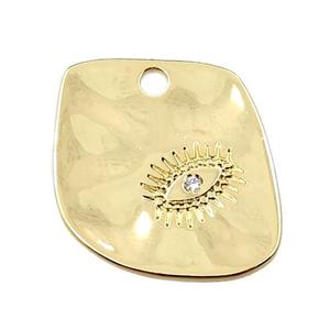 copper eye charm pendant pave zircon, gold plated, approx 16-20mm [FN21603]