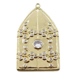 copper house pendant pave zircon, gold plated, approx 25-40mm [FN21631]