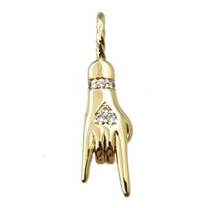 copper hand pendant pave zircon, gold plated, approx 6-24mm [FN21640]