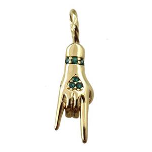 copper hand pendant pave zircon, gold plated, approx 6-24mm [FN21643]