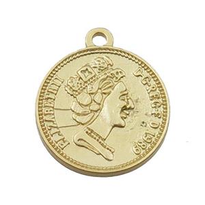 copper coin pendant, duck gold plated, approx 20mm dia [FN21652]