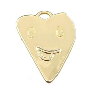 copper emoji pendant, smile face, gold plated, approx 15-20mm [FN21656]