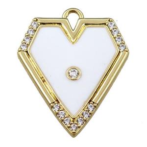 copper pendant pave zircon with white enameled, gold plated, approx 22-26mm [FN21665]