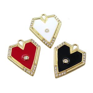 copper pendant pave zircon with enameled, gold plated, mix, approx 22-26mm [FN21668]