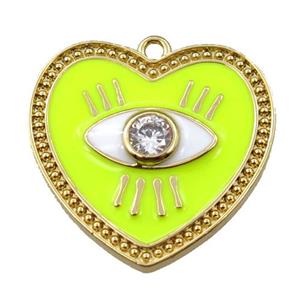 copper heart pendant with yellow enameled, eye, gold plated, approx 25mm [FN21672]