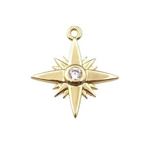 copper northstar pendant pave zircon, gold plated, approx 13-15mm [FN21685]