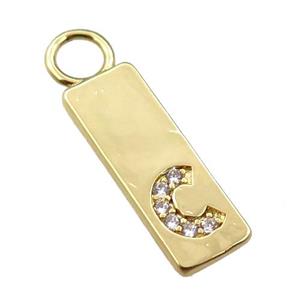 copper rectangle pendant pave zircon, gold plated, approx 7-20mm [FN21724]