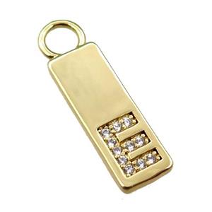copper rectangle pendant pave zircon, gold plated, approx 7-20mm [FN21725]