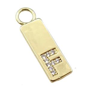 copper rectangle pendant pave zircon, gold plated, approx 7-20mm [FN21726]