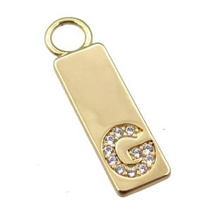 copper rectangle pendant pave zircon, gold plated, approx 7-20mm [FN21727]