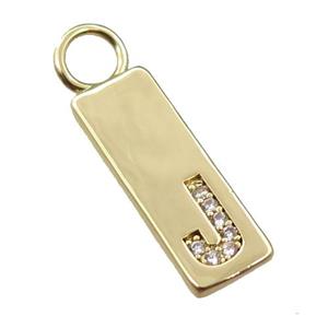 copper rectangle pendant pave zircon, gold plated, approx 7-20mm [FN21730]