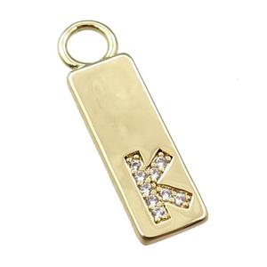 copper rectangle pendant pave zircon, gold plated, approx 7-20mm [FN21731]