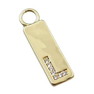 copper rectangle pendant pave zircon, gold plated, approx 7-20mm [FN21732]