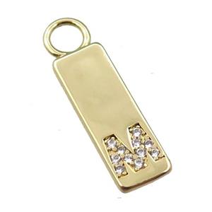 copper rectangle pendant pave zircon, gold plated, approx 7-20mm [FN21733]
