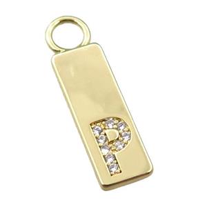 copper rectangle pendant pave zircon, gold plated, approx 7-20mm [FN21736]