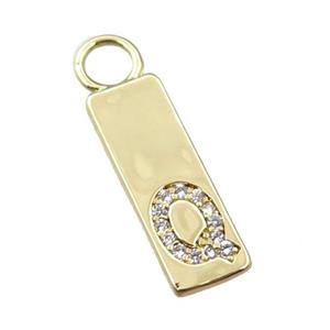 copper rectangle pendant pave zircon, gold plated, approx 7-20mm [FN21737]