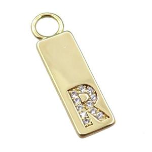 copper rectangle pendant pave zircon, gold plated, approx 7-20mm [FN21738]