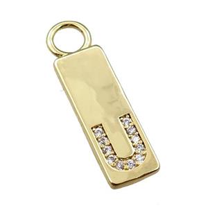copper rectangle pendant pave zircon, gold plated, approx 7-20mm [FN21741]