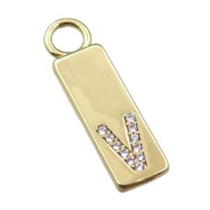 copper rectangle pendant pave zircon, gold plated, approx 7-20mm [FN21742]