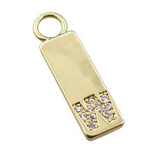 copper rectangle pendant pave zircon, gold plated, approx 7-20mm [FN21743]