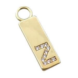copper rectangle pendant pave zircon, gold plated, approx 7-20mm [FN21745]