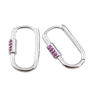 copper Latchback Earring pave zircon, platinum plated, approx 12-22mm [FN21748]