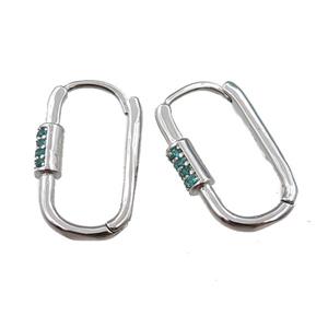 copper Latchback Earring pave zircon, platinum plated, approx 12-22mm [FN21749]