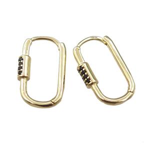 copper Latchback Earring pave zircon, gold plated, approx 12-22mm [FN21752]