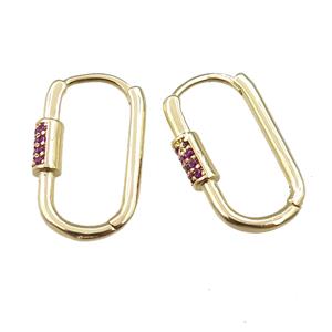 copper Latchback Earring pave zircon, gold plated, approx 12-22mm [FN21753]