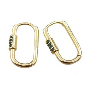 copper Latchback Earring pave zircon, gold plated, approx 12-22mm [FN21754]