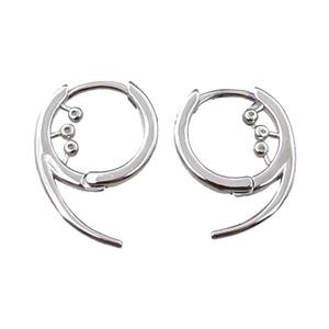 copper Latchback Earring pave zircon, platinum plated, approx 14-20mm [FN21755]