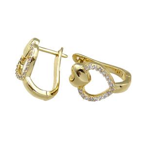 copper Leaveback Earring pave zircon, gold plated, approx 16-21mm [FN21758]
