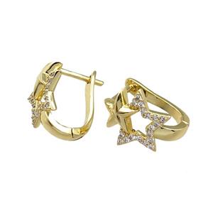 copper Leaveback Earring pave zircon, gold plated, approx 16-21mm [FN21760]