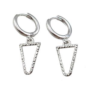 copper Hoop Earring, triangle, platinum plated, approx 11-15mm, 14mm dia [FN21761]