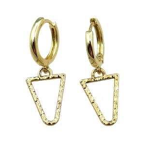 copper Hoop Earring, triangle, gold plated, approx 11-15mm, 14mm dia [FN21762]