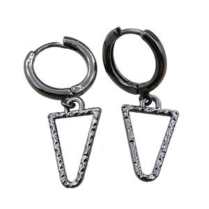 copper Hoop Earring, triangle, black plated, approx 11-15mm, 14mm dia [FN21764]