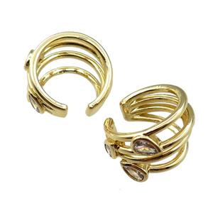 copper Clip Earring cuff pave zircon, gold plated, approx 15mm dia [FN21772]
