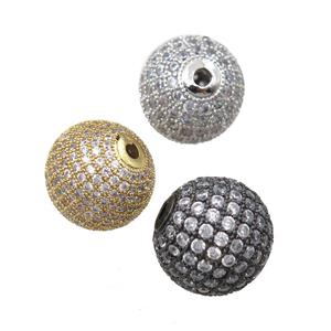 round copper beads paved zircon, mixed, approx 16mm dia [FN21784]