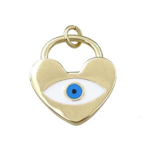 copper heart pendant with evil eye, enameled, gold plated, approx 18mm [FN21790]