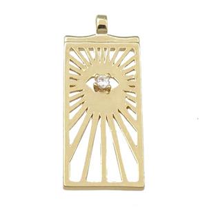 copper rectangle pendant with eye, gold plated, approx 11-23mm [FN21796]