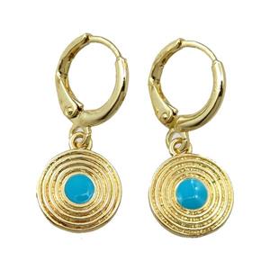 copper Hoop Earrings with enameled, gold plated, approx 11mm [FN21803]