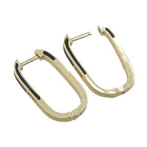copper Latchback Earrings with black enameled, gold plated, approx 14-25mm [FN21810]