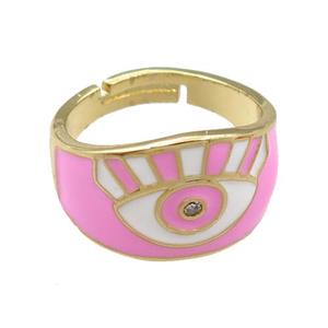 copper Rings with pink enameled, adjustable, gold plated, approx 12mm, 18mm [FN21823]